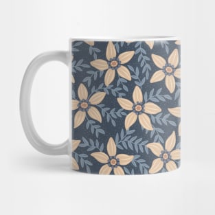 Beige flower stars in powdery blue mist Mug